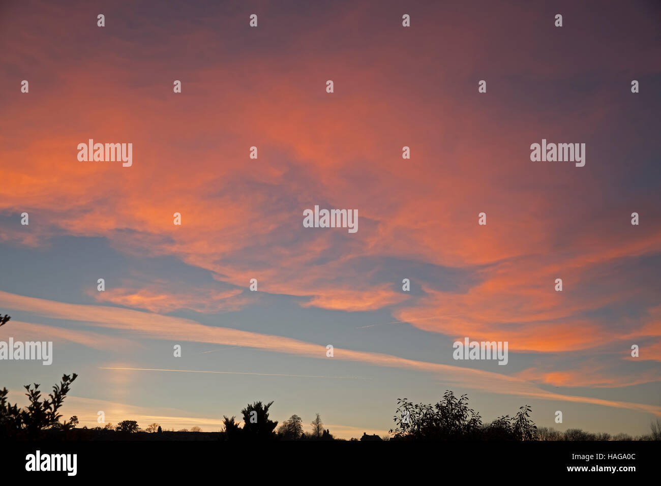 Biggin Hill, UK. 30th Nov, 2016. Sunset over Biggin Hill in Kent Credit:  Keith Larby/Alamy Live News Stock Photo