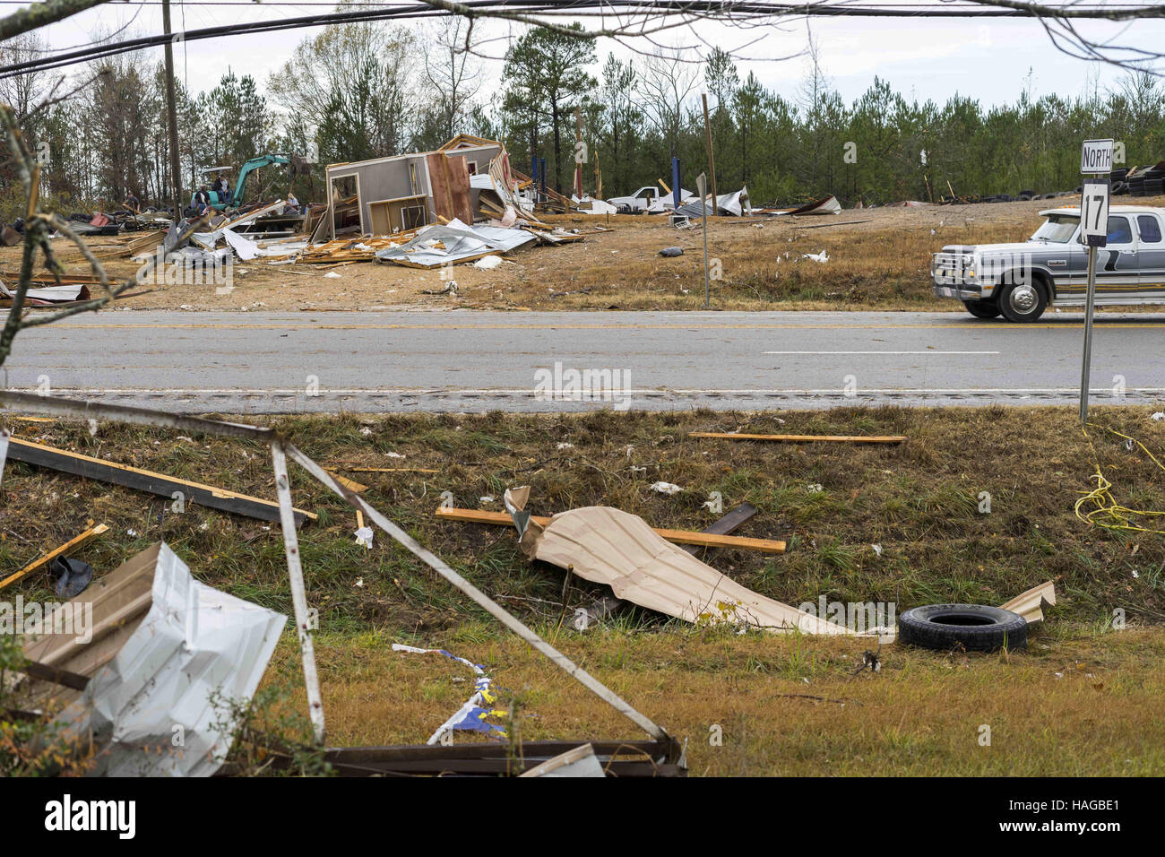 Sulligent, Al, USA. 29th Nov, 2016. The tornado that tore through an area just south of