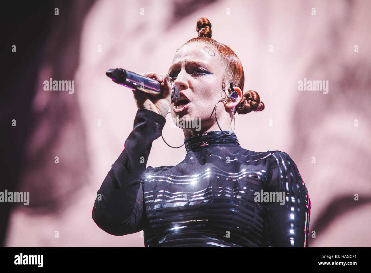 London, UK. 30th Nov, 2016. British singer/songwriter, Jess Glynne, performs to a sell out crowd at the O2 Arena in London, 2016 Credit:  Myles Wright/ZUMA Wire/Alamy Live News Stock Photo