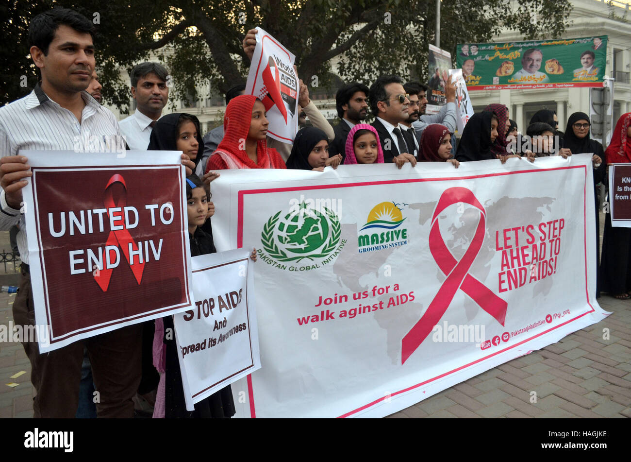 Lahore. 1st Dec, 2016. Pakistani civil society members attend a rally ...