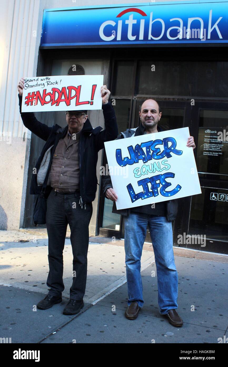 Protesting Citibank investment in The Dakota Access Pipeline Stock Photo