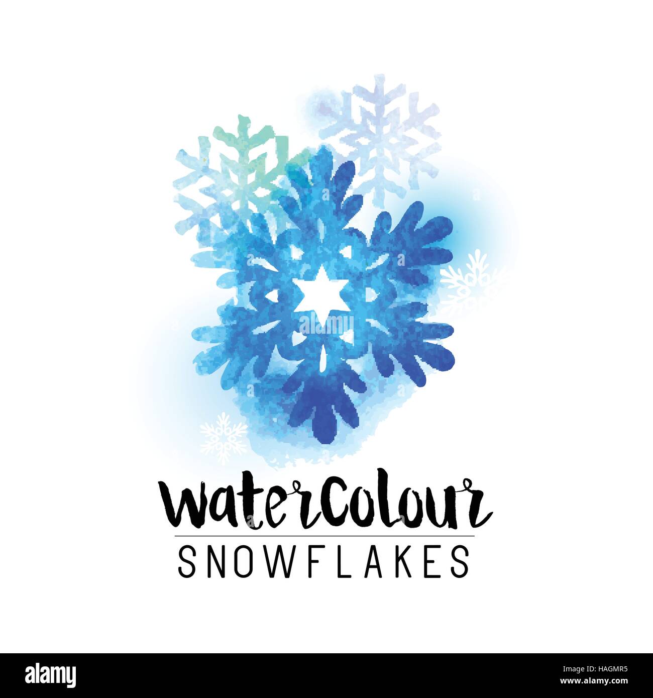 Winter abstract watercolour snowflakes  - vector illustration Stock Vector