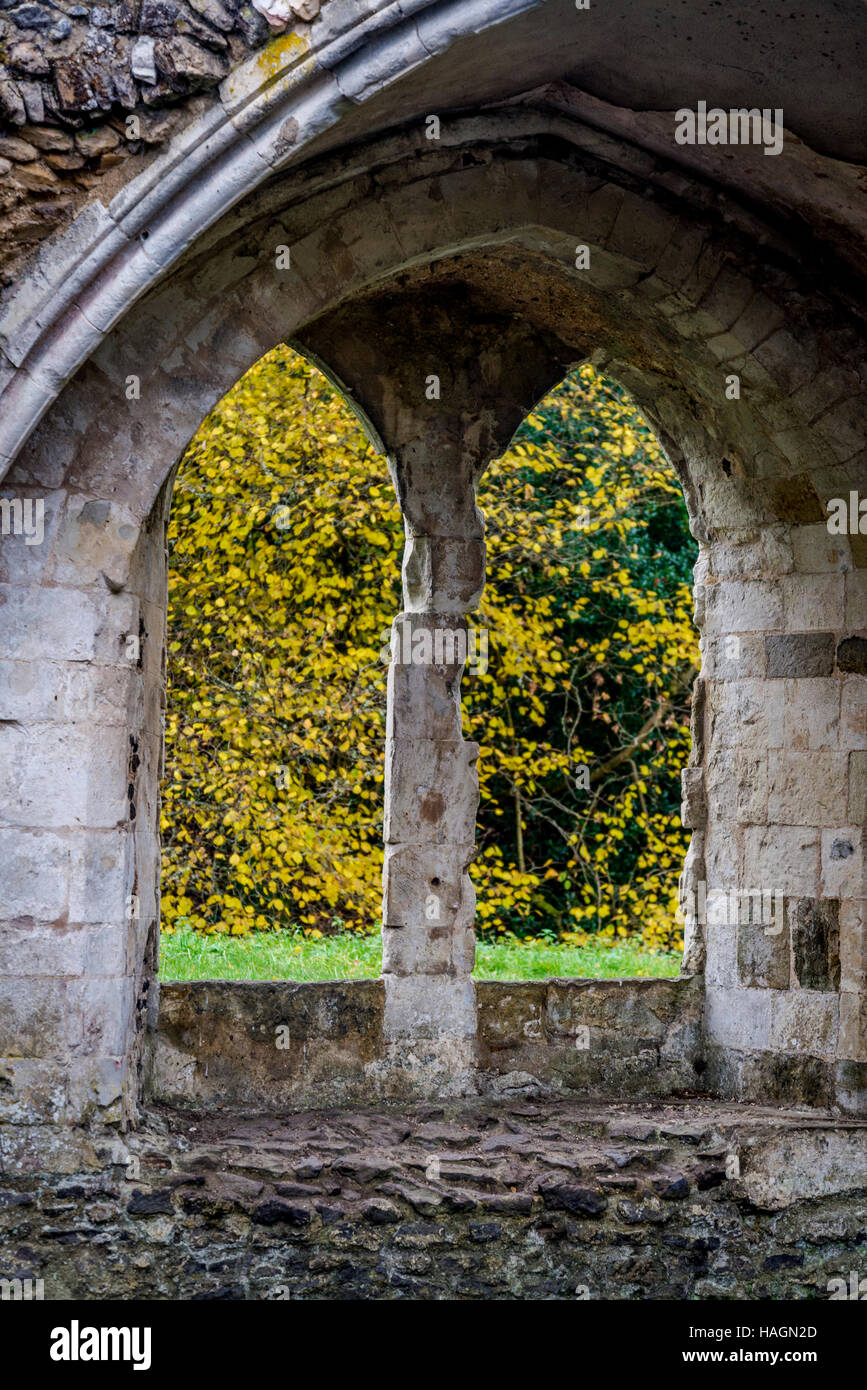 Waverley Abbey, ruins of the first Cistercian monastery in England, Farnham, Surrey, UK Stock Photo