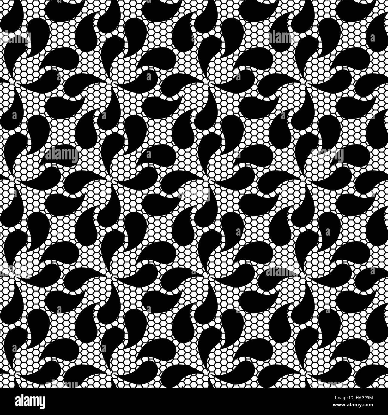 Seamless black lace pattern on white background Stock Vector Image