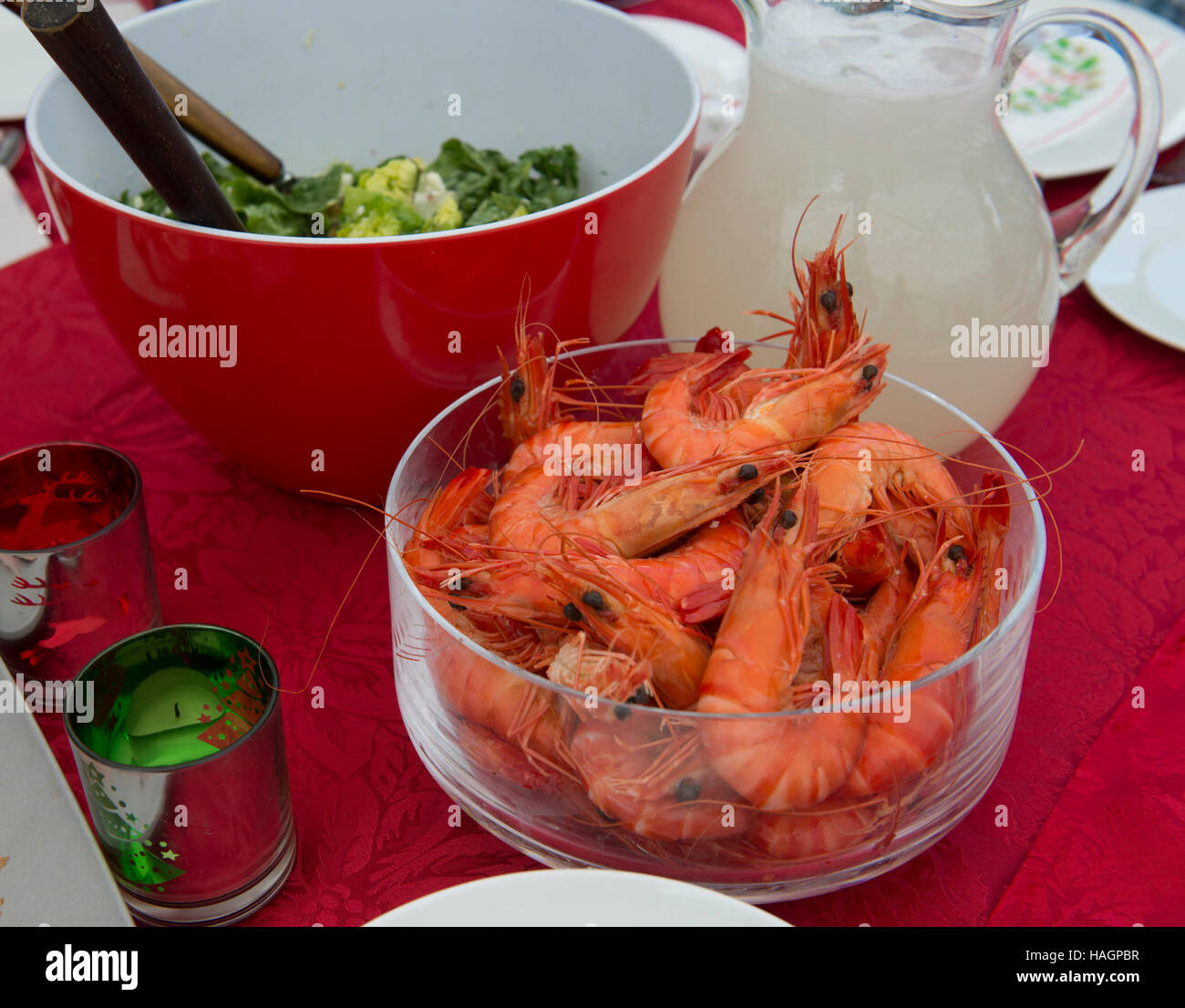 King Prawns in a glass bowl Stock Photo Alamy