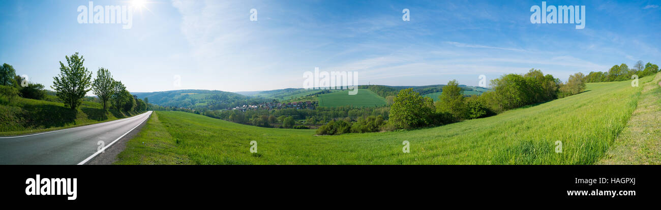 Agricultural field panorama Stock Photo