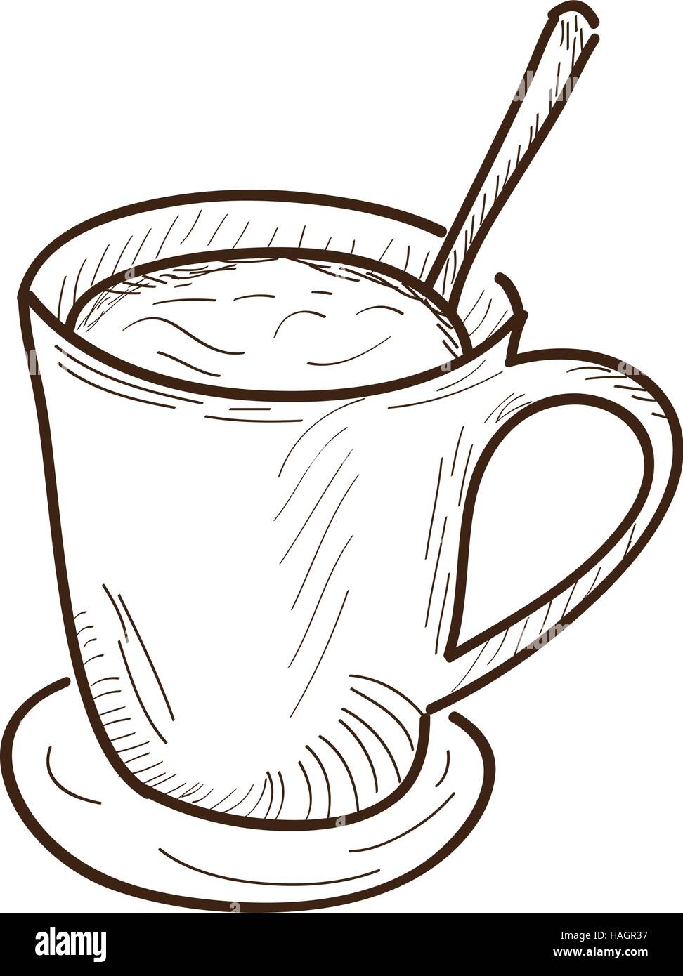 Isolated retro hand drawn coffee cup, Vector illustration Stock Vector ...