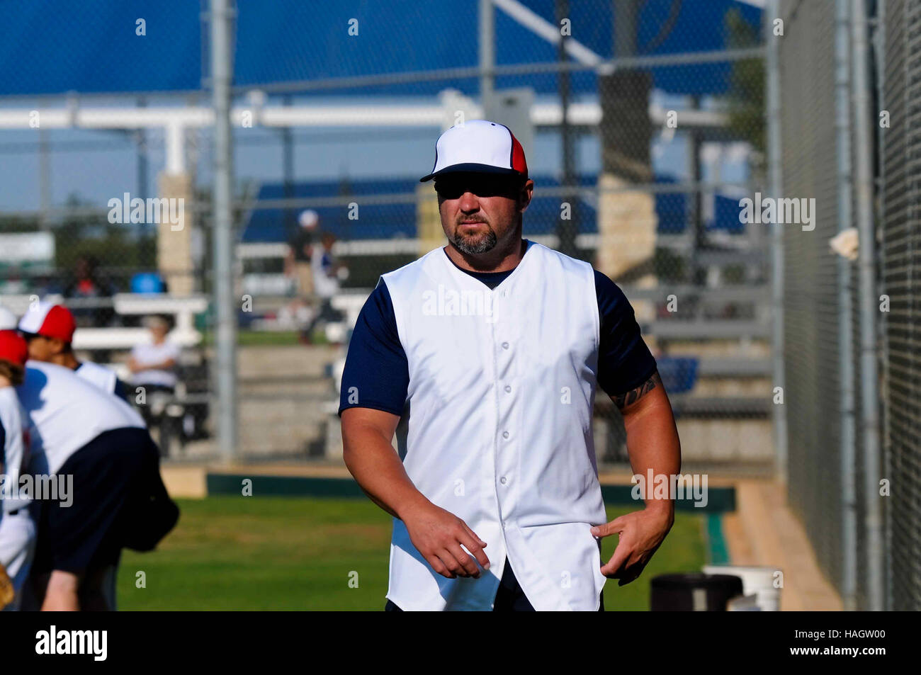 American baseball coach in uniform during a game Stock Photo Alamy