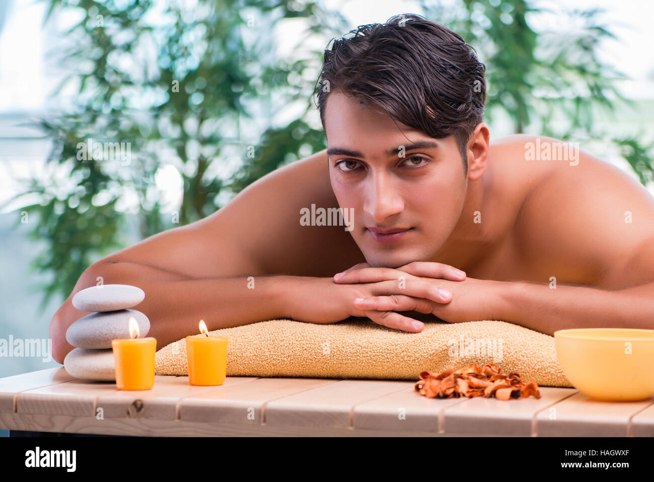Hand Some Spa Handsome man during spa session Stock Photo - Alamy