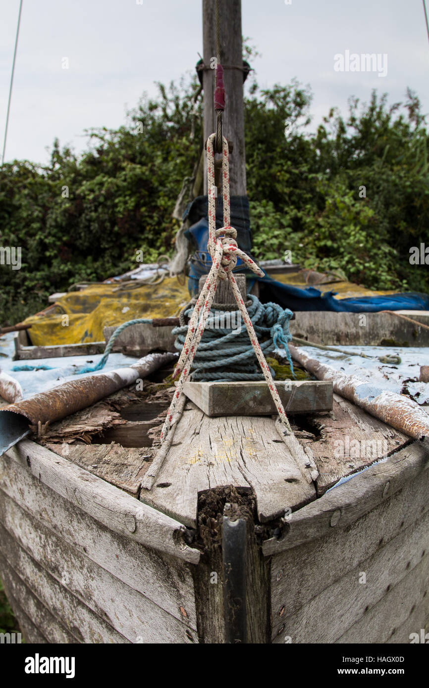 The deck of the old sail boat waits for restoration Stock Photo - Alamy