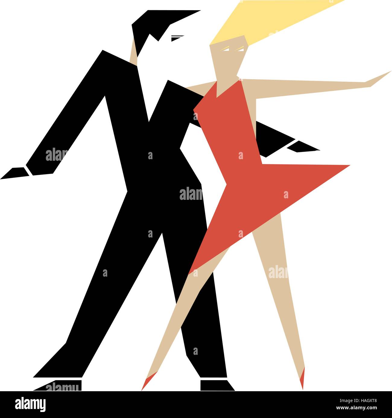 Vector illustration of a man and woman dancing together Stock Vector