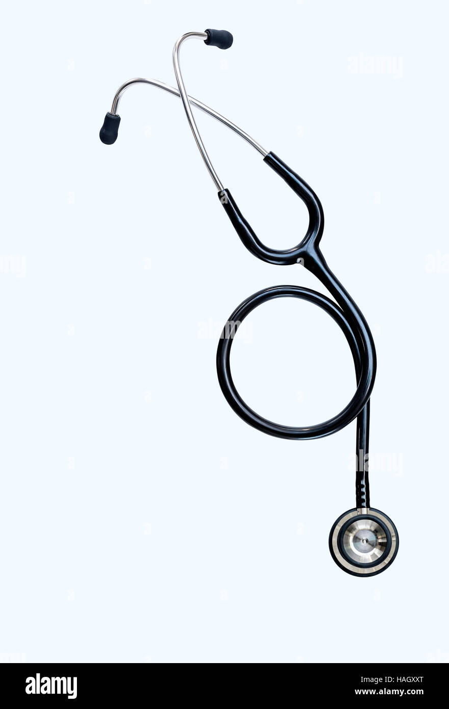Black stethoscope isolated on white Stock Photo - Alamy