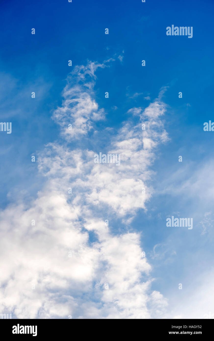 white fluffy clouds in the blue sky Stock Photo