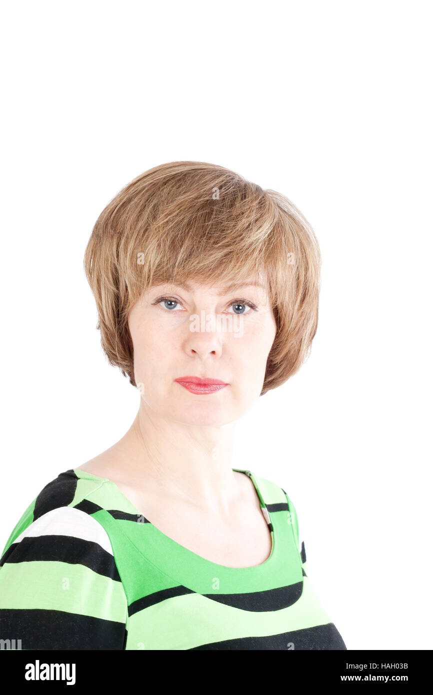 portrait of the beautiful young woman on a white background Stock Photo ...