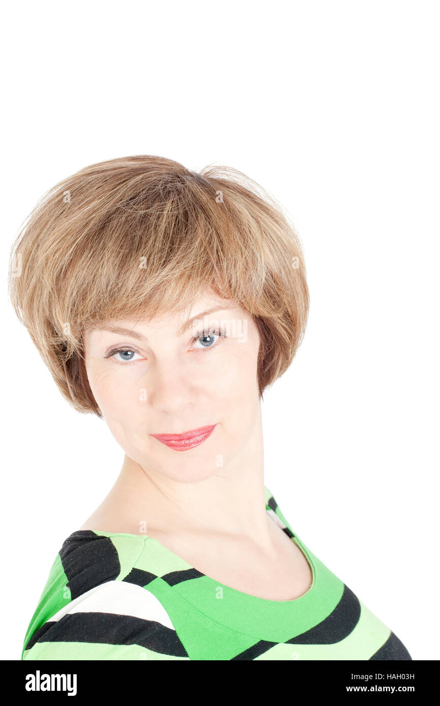 portrait of the beautiful young woman on a white background Stock Photo ...