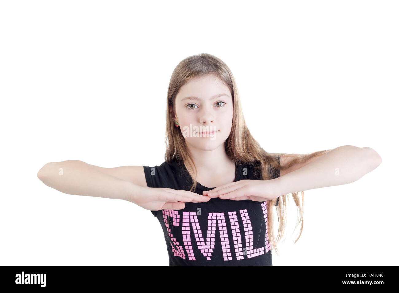 portrait of the beautiful young girl on a white background Stock Photo ...