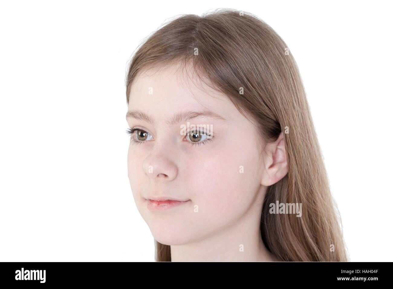 portrait of the beautiful young girl on a white background Stock Photo ...