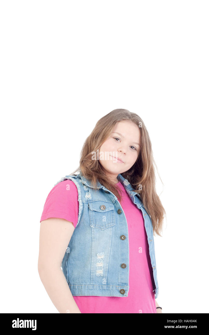 portrait of the beautiful young girl on a white background Stock Photo ...