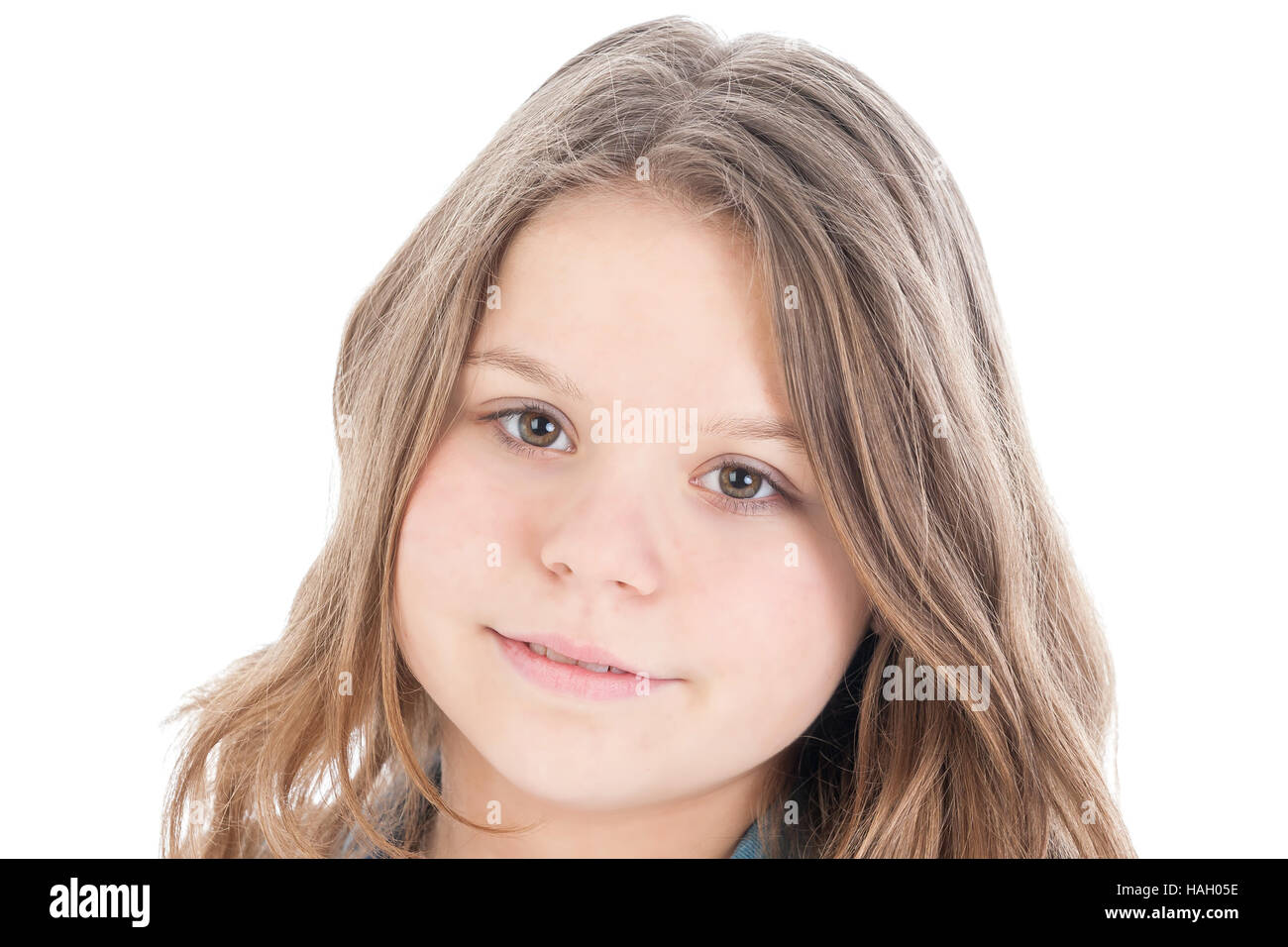portrait of the beautiful young girl on a white background Stock Photo ...