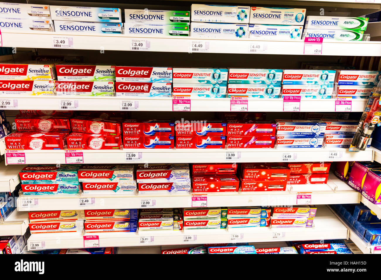 Toothpaste Product products colgate sensodyne pharmacy display shelves