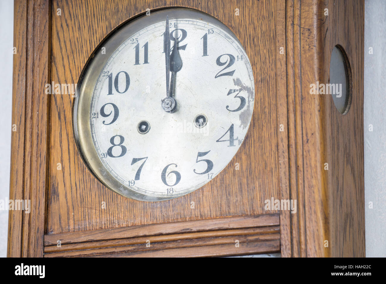 Vintage chiming wall clock on midnight at Christmas Stock Photo Alamy