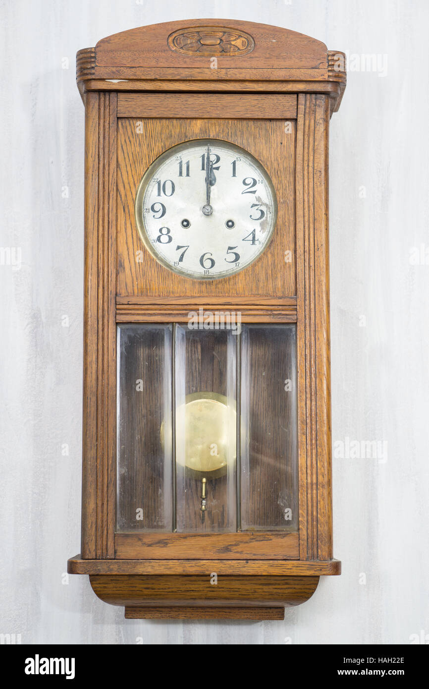 Vintage chiming wall clock on midnight at Christmas Stock Photo Alamy