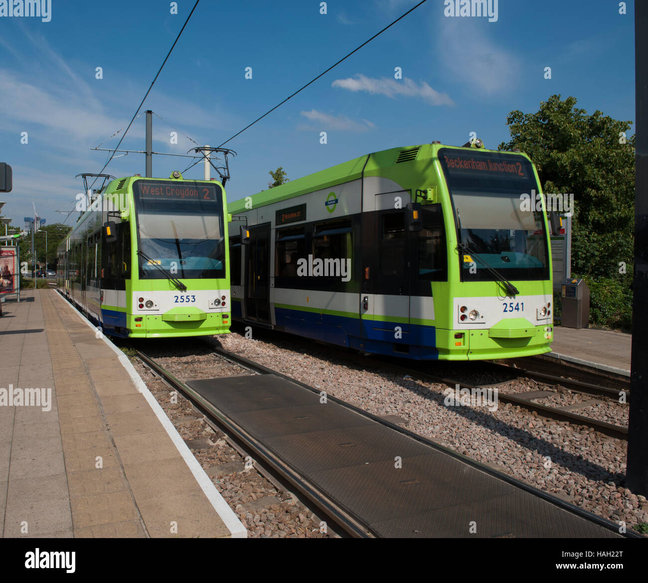 Croydon trams at station Stock Photo
