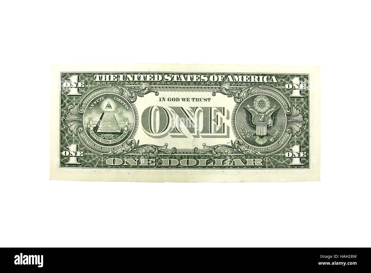 Close up of one dollar isolate on white background. Stock Photo