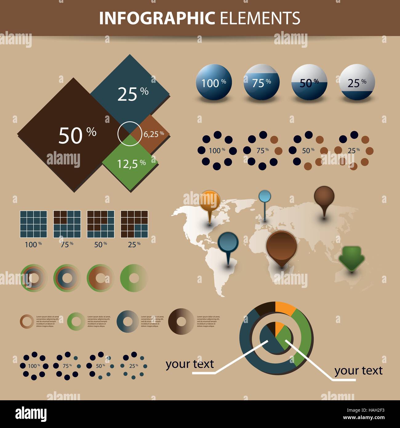 Colorful vector set of infographic elements - World Map and Information ...