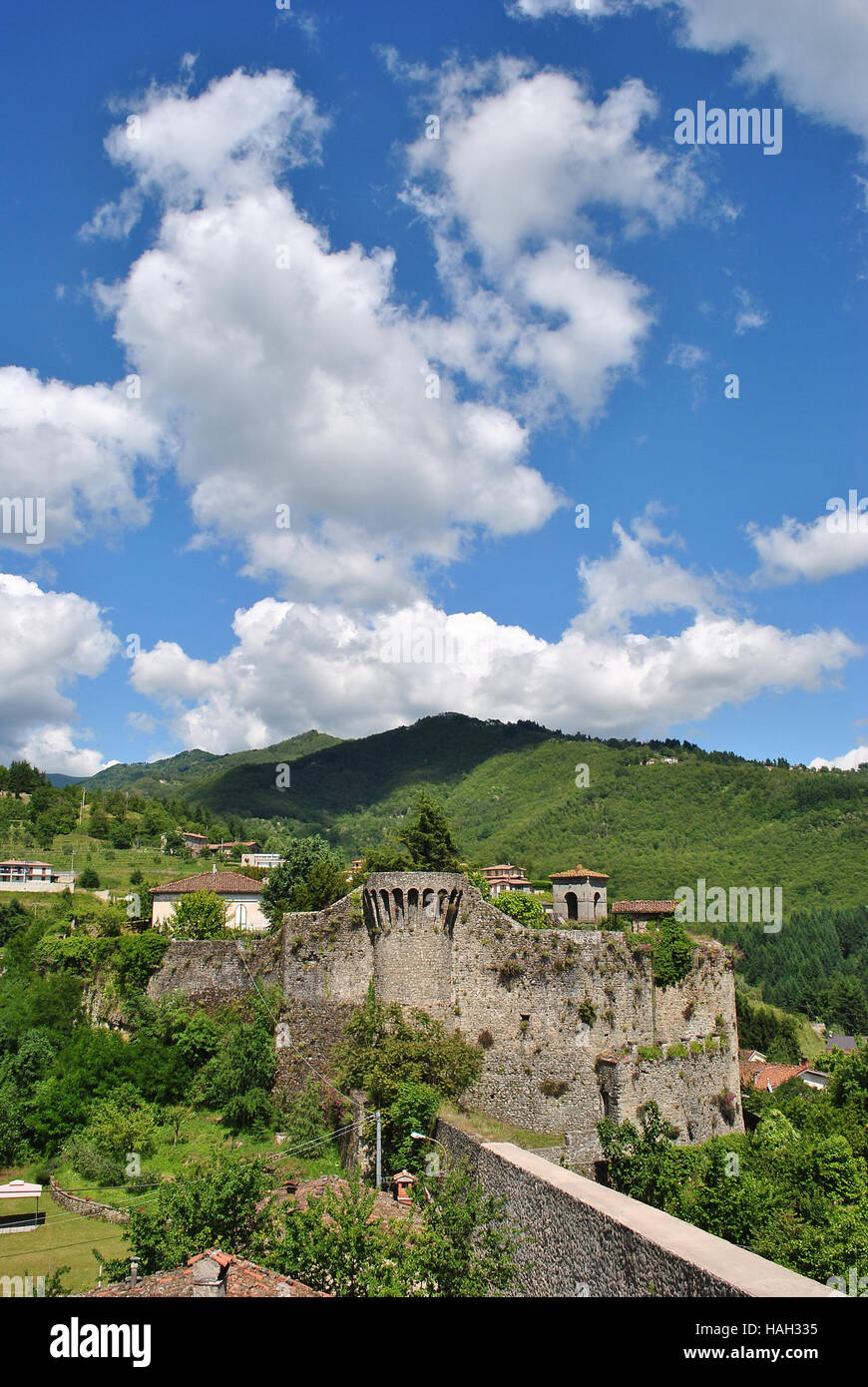 Fortification in Castiglione di Garfagnana, a small village in Tuscany (Italy) Stock Photo