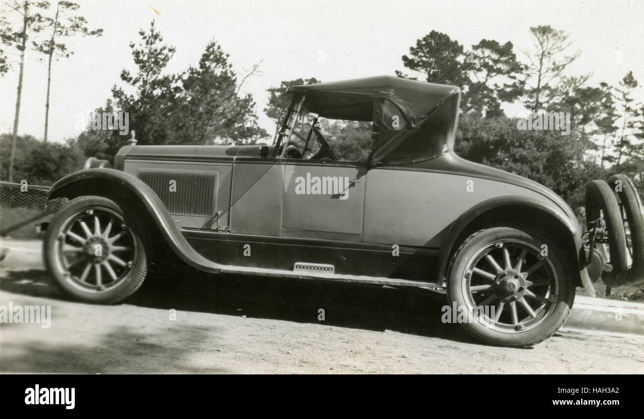 Antique 1931 photograph, Buick roadster in Monterey, California. SOURCE: ORIGINAL PHOTOGRAPHIC PRINT. See Alamy HAH3A6 and HAH3A8 for more views of this car. Stock Photo