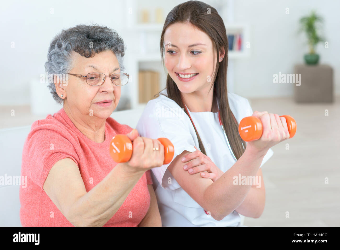 doing small exercises Stock Photo