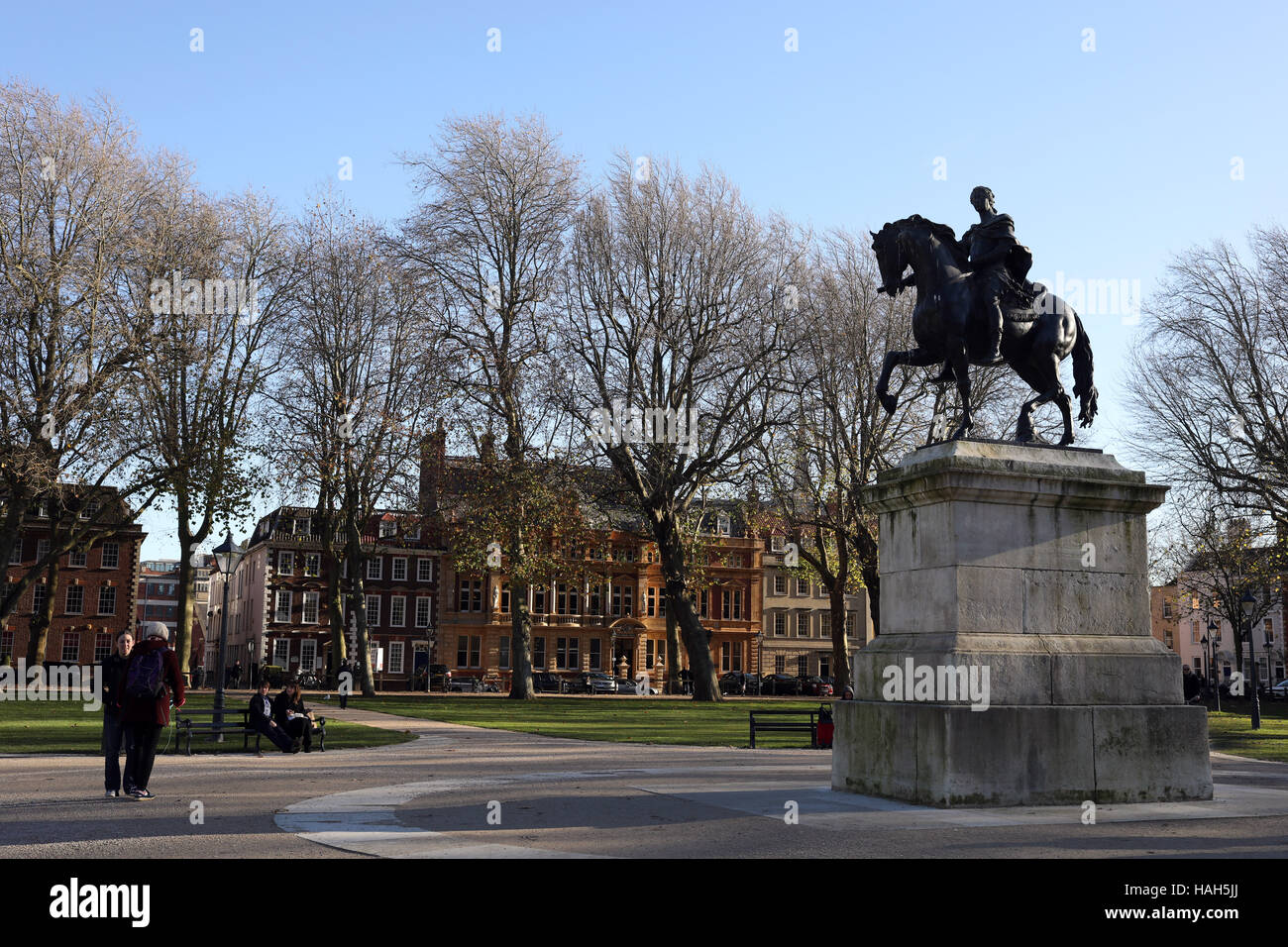 Queen's Square in Bristol statue William III by Dutch sculptor John