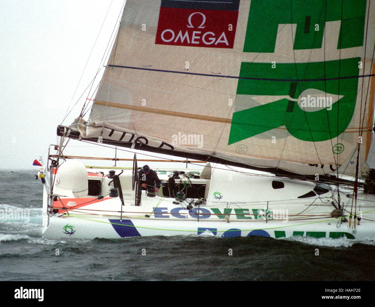 AJAX NEWS PHOTOS. 31ST MAY 2004. PLYMOUTH, ENGLAND. - TRANSAT YACHT RACE - ECOVER IN HEAVY WEATHER AT START. PHOTO:JONATHAN EASTLAND/AJAX  REF:43105 C Stock Photo