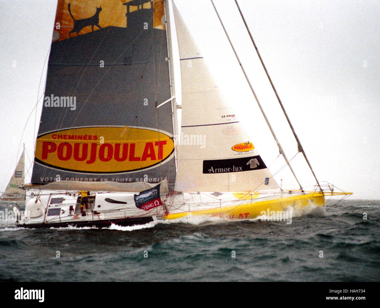 AJAX NEWS PHOTOS. 31ST MAY 2004. PLYMOUTH, ENGLAND. - TRANSAT YACHT RACE - POUJOULAT IN HEAVY WEATHER AT START. PHOTO:JONATHAN EASTLAND/AJAX  REF:43105 D Stock Photo