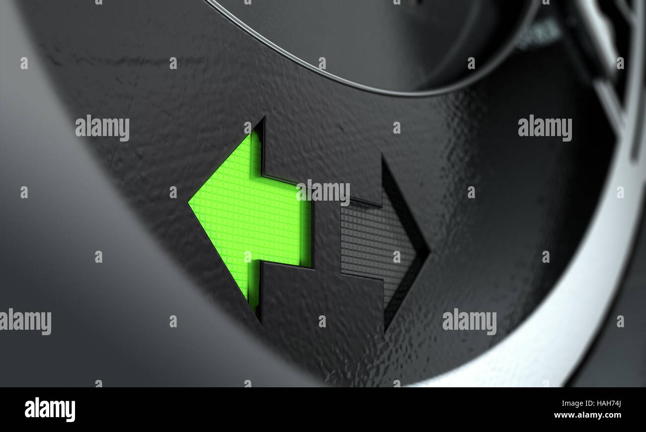 A 3D render of an extreme closeup of illuminated turning indicator
