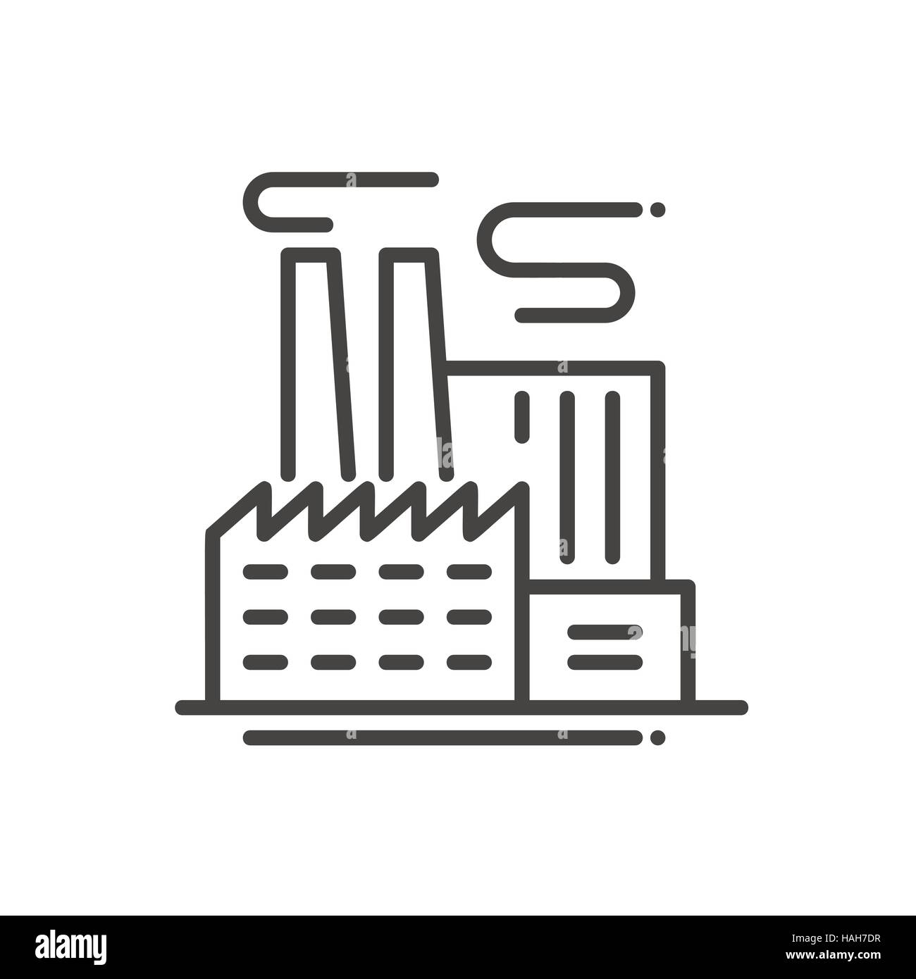 Factory Building - line design single isolated icon Stock Vector Image ...