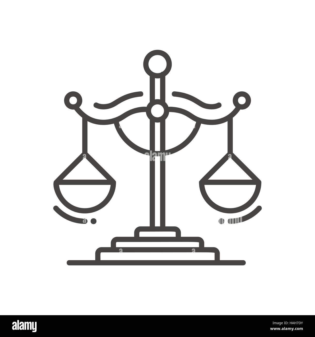 Scales of Justice - line design single isolated icon Stock Vector