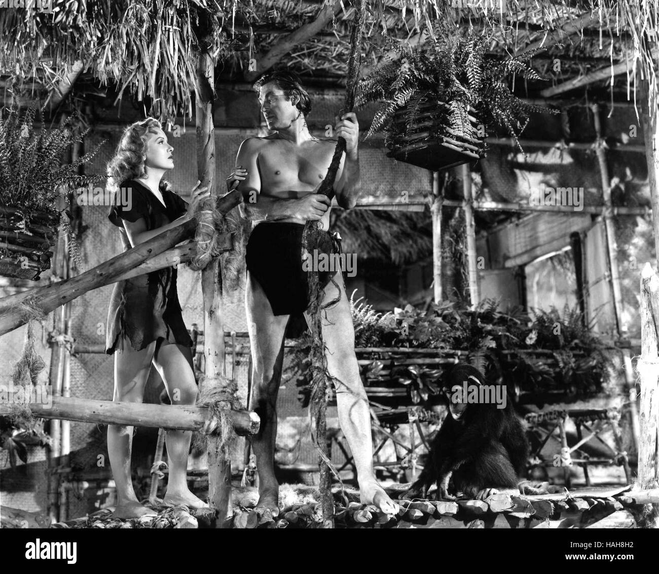 Tarzan and the Leopard Woman Year: 1946 USA Director : Kurt Neumann Johnny Weissmuller, Brenda Joyce Stock Photo