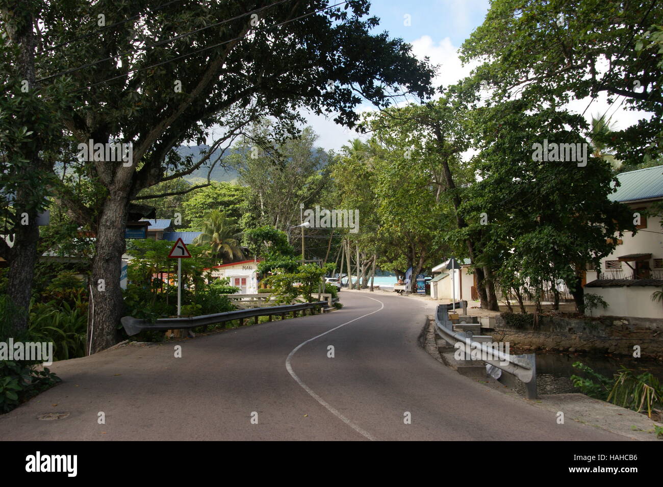 Winding road. Mahe island, Seychelles Stock Photo