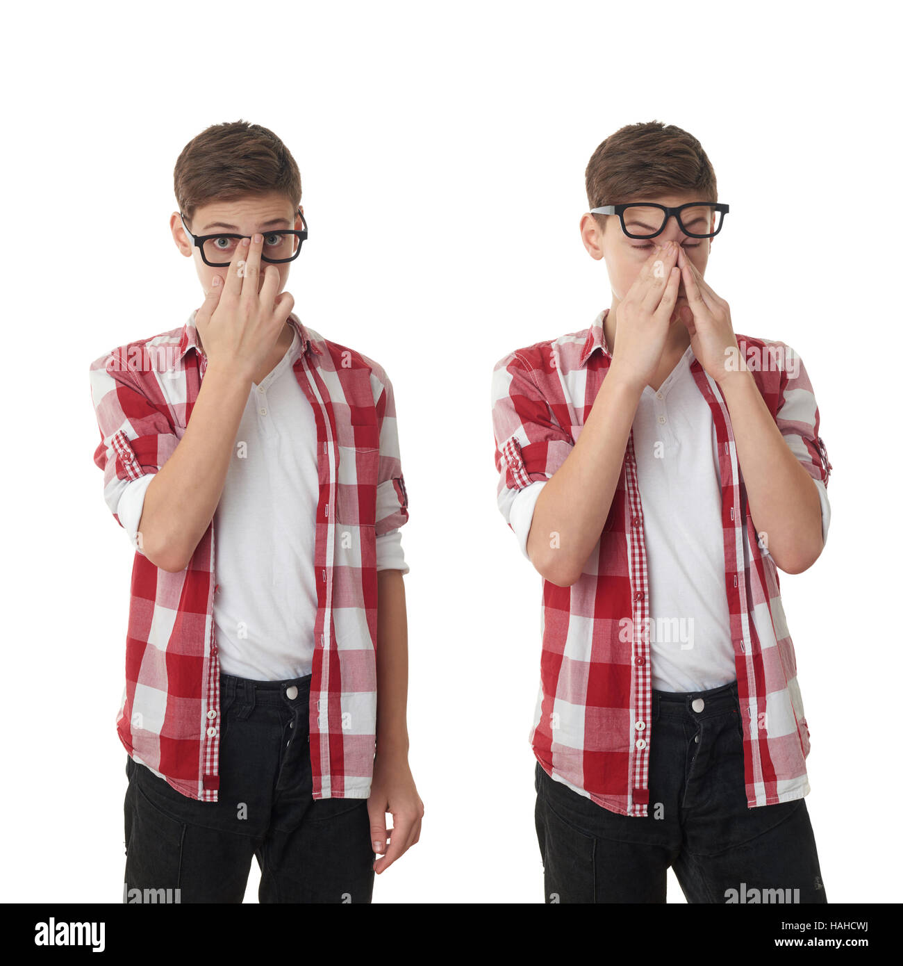 Cute teenager boy over white isolated background Stock Photo