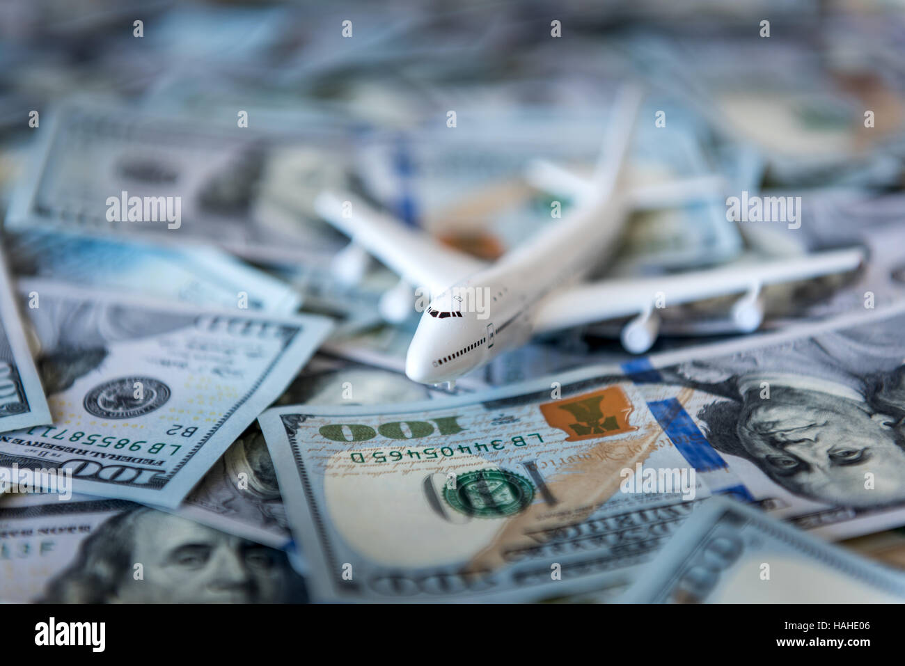 white plane on dollar cash closeup Stock Photo Alamy