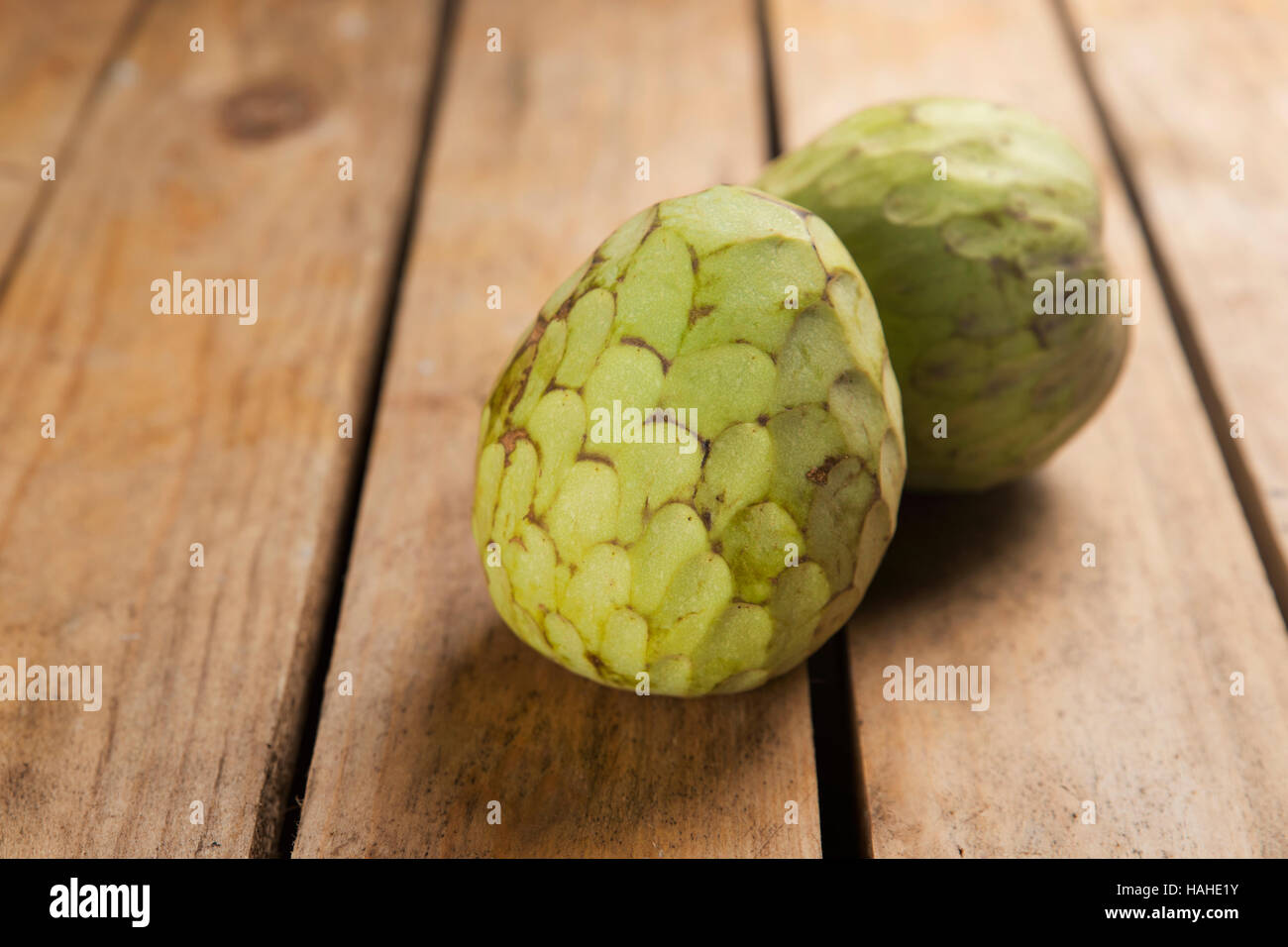 Cherimoya tropical fruit with a sweet flavor and intense Stock Photo