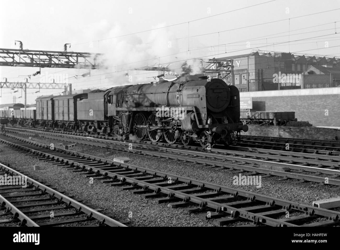 original british rail steam locomotive number 70029 shooting star at rugby during the 1960s Stock Photo