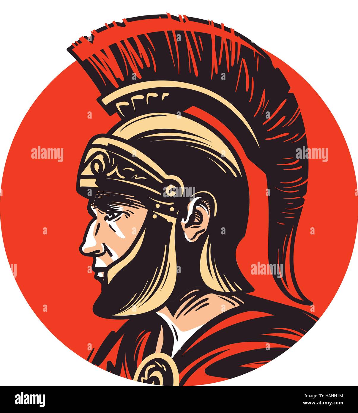 Ancient warrior in helmet symbol. Vector illustration Stock Vector