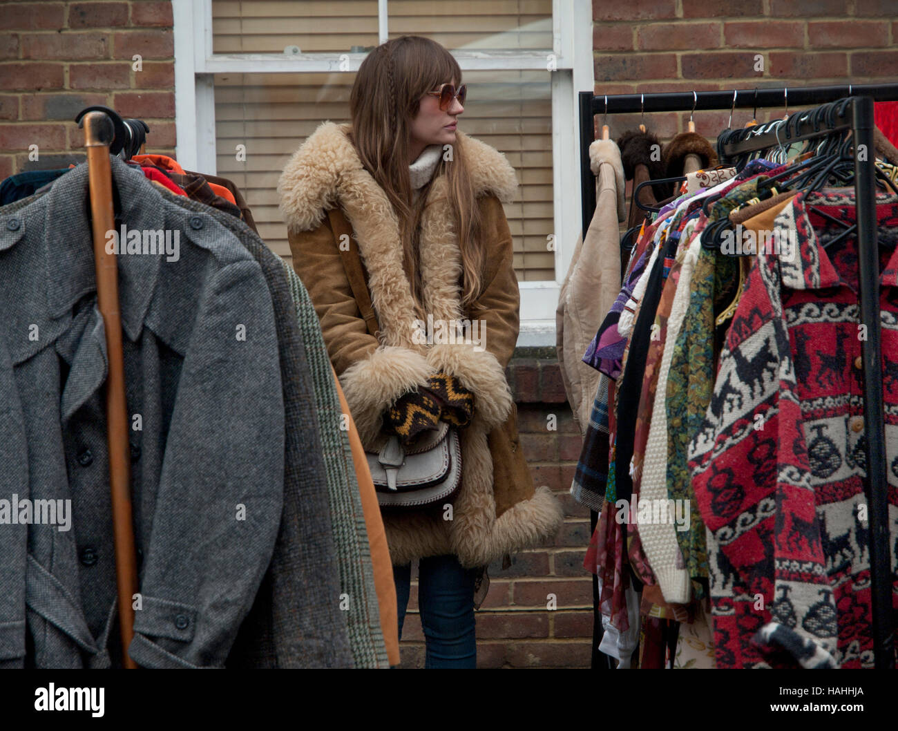 A secondhand clothes stall in Upper Gardner Street Market, Brighton