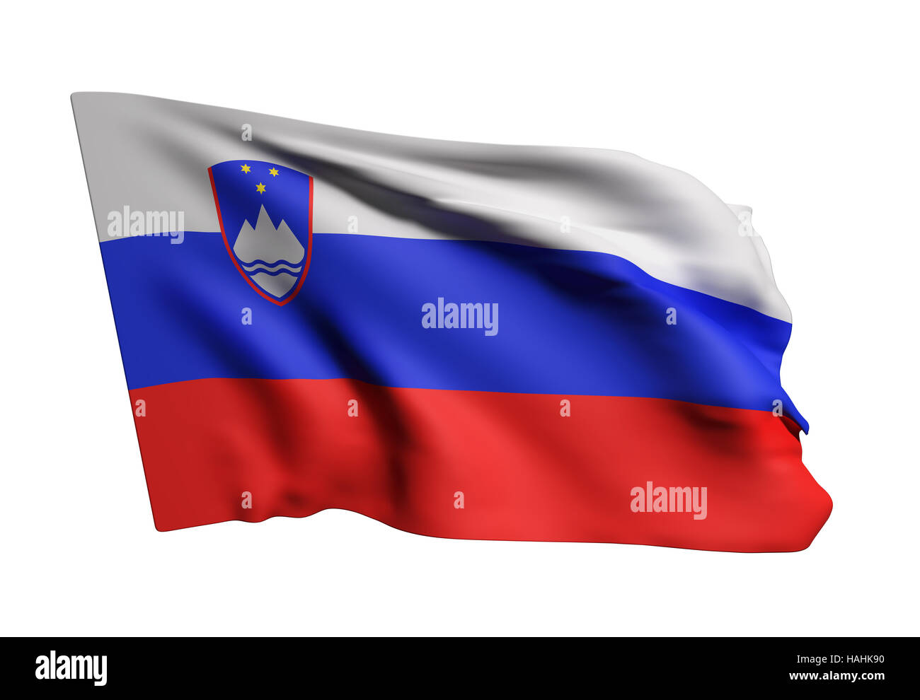 3d rendering of a Slovenia flag waving on white background Stock Photo ...