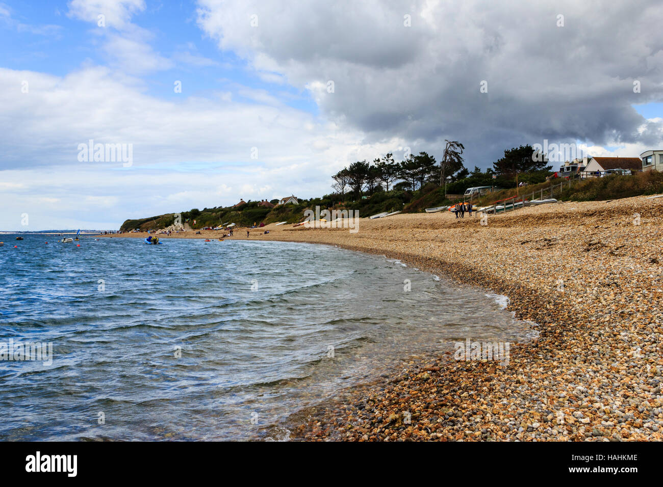 Looking west along the shingle beach at Ringstead Bay, Dorset, England, UK Stock Photo
