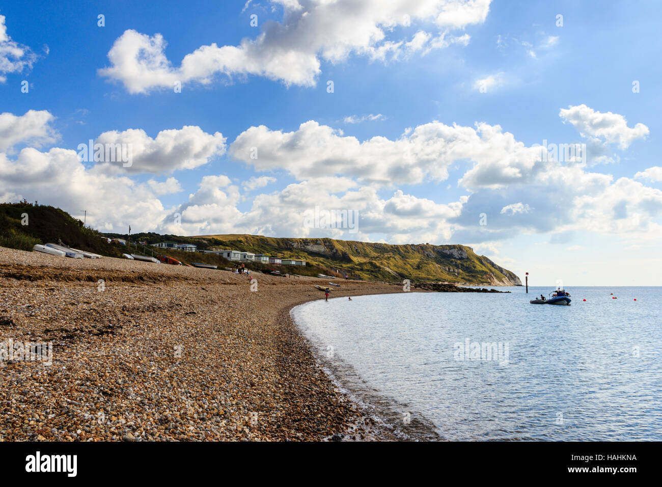 Ringstead Bay, Dorset, England, UK, burning cliff in the background Stock Photo