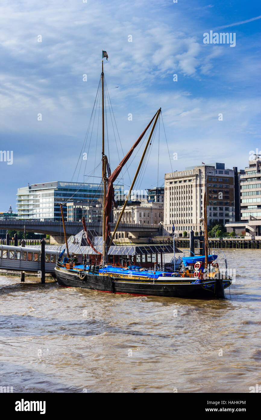 Sailing barge Gladys moored near London Bridge on the River Thames